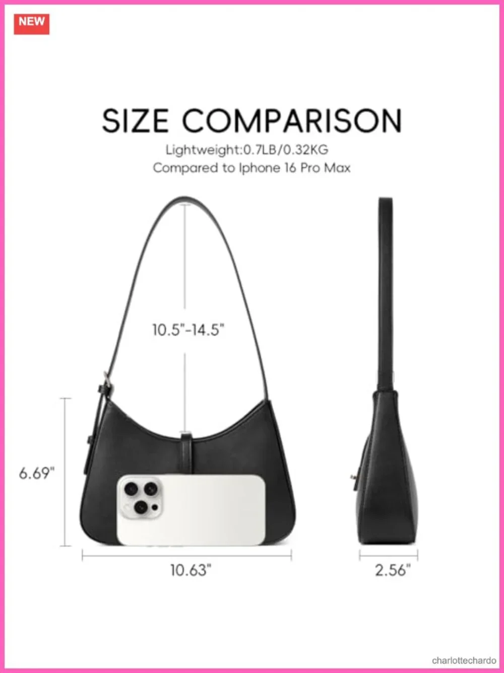 Vegan Leather Hobo Crossbody Bag with Adjustable Strap